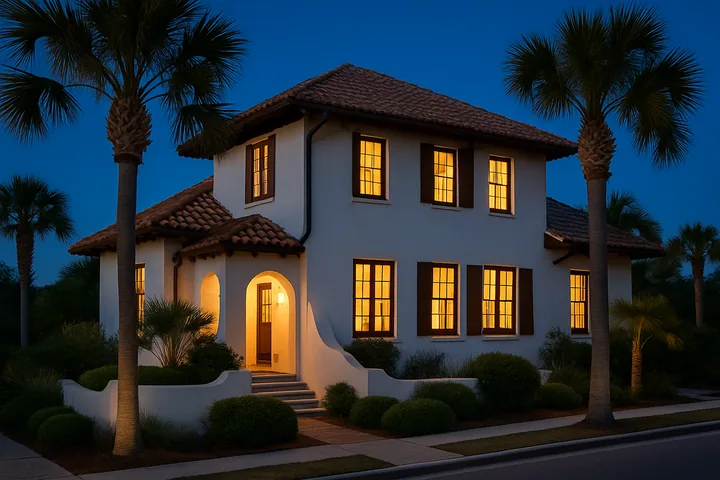 Illustrative Rosemary Beach Florida luxury cottage